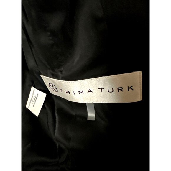 Elegant Minimalist Trina Turk Black Mott Fitted Jacket Size 2 Party Chic Office - Picture 7 of 12